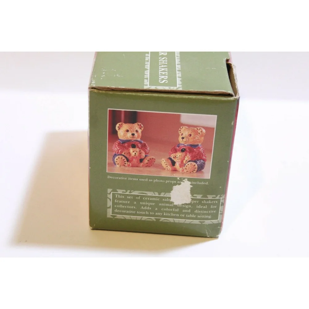 CIB Salt Pepper Shakers Ceramic Hand Painted Parent Bears Holding Baby Bears
